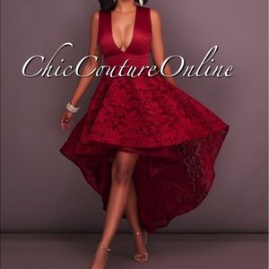 High-Low Deep V Dress